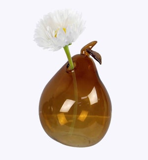 Glass Amber Tabletop Pear Shaped Vase