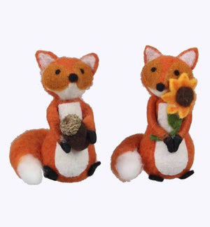 Felted Wool Standing Fox Figures 2 Ast