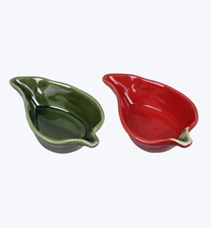 Porcelain Red and Green Chili Pepper Mini Bowl 2 Ast
