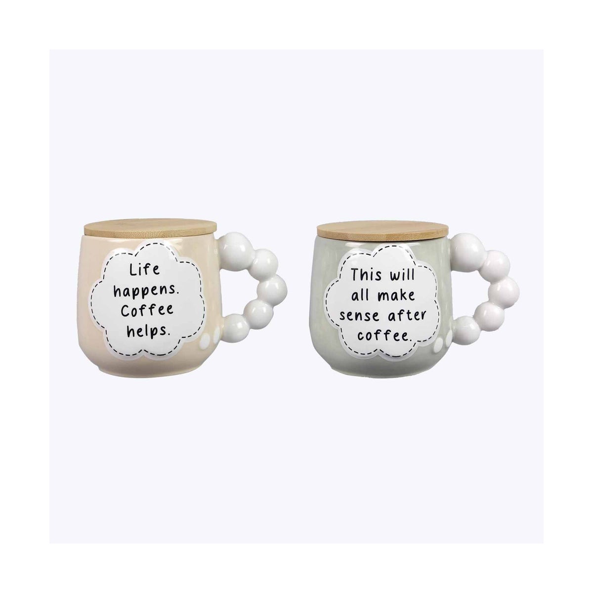 Ceramic Thought Bubble Mugs with Lid/Coaster 2 Ast