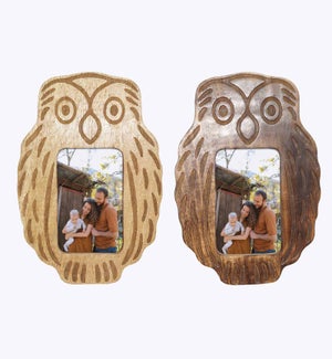 Mango Wood Owl Design 4x6 Picture Frame 2 Ast