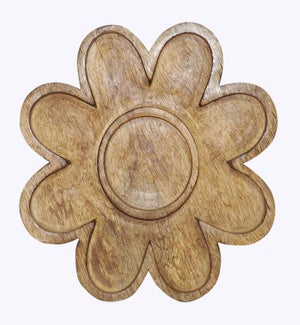 Mango Wood Flower Design Trinket Dish