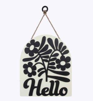 Wood Raised Floral Hello Wall Sign/Door Hanger