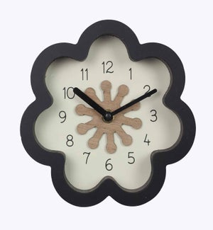 Wood Tabletop Flower Clock Black