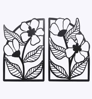 Metal Laser-Cut Floral Wall Art 2 Ast