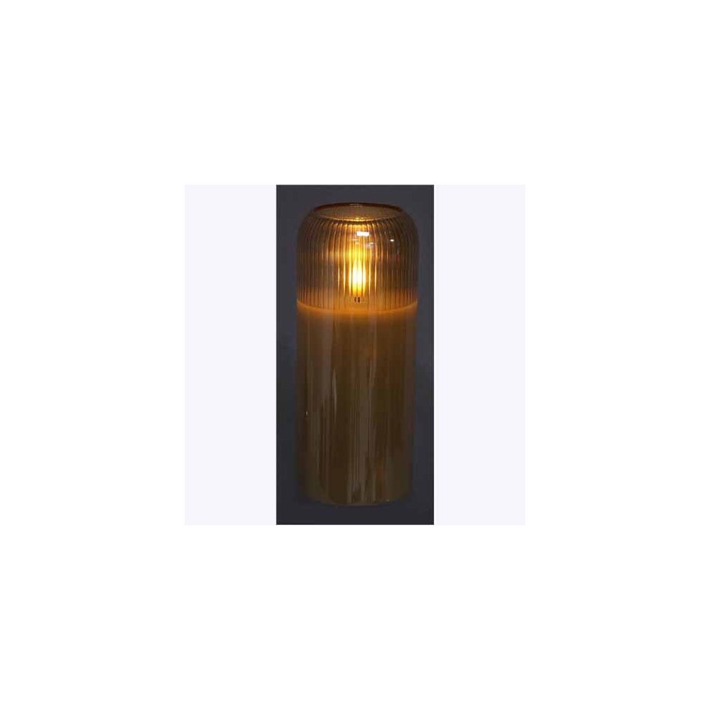 Glass Amber LED Candle with Timer Large