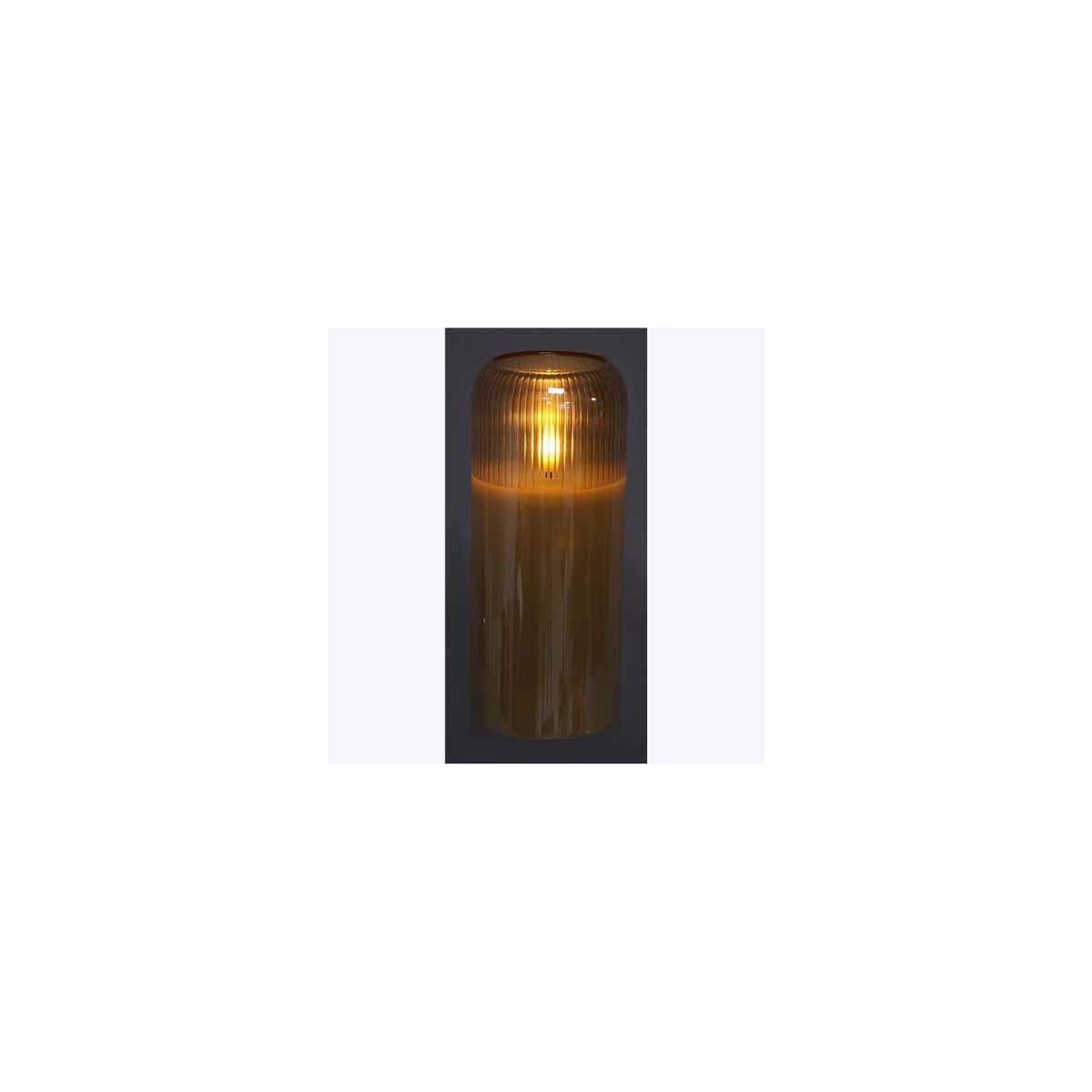 Glass Amber LED Candle with Timer Large