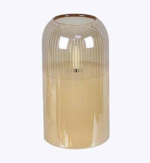 Glass Amber LED Candle with Timer Medium