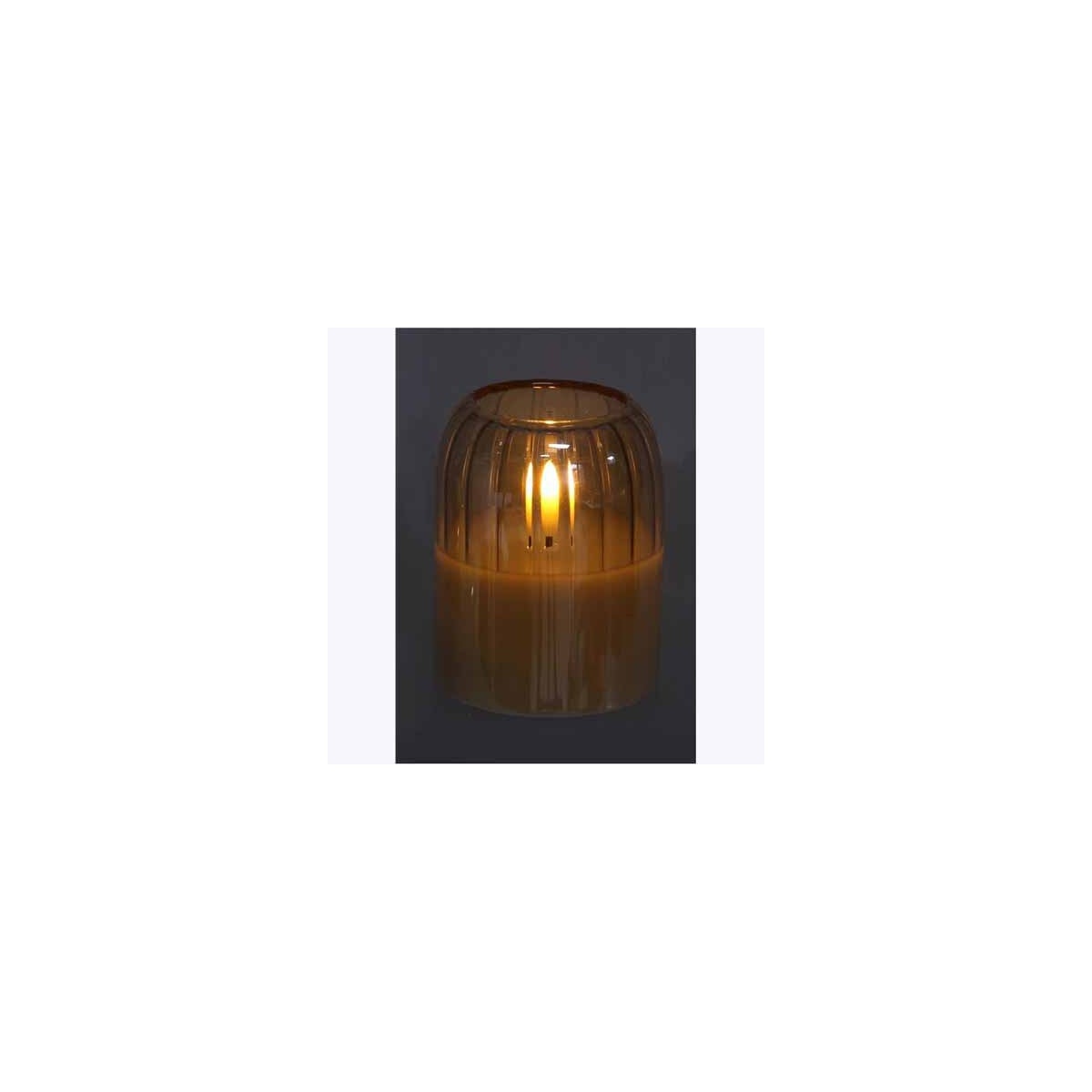 Glass Amber LED Candle with Timer Small