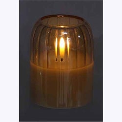 Glass Amber LED Candle with Timer Small