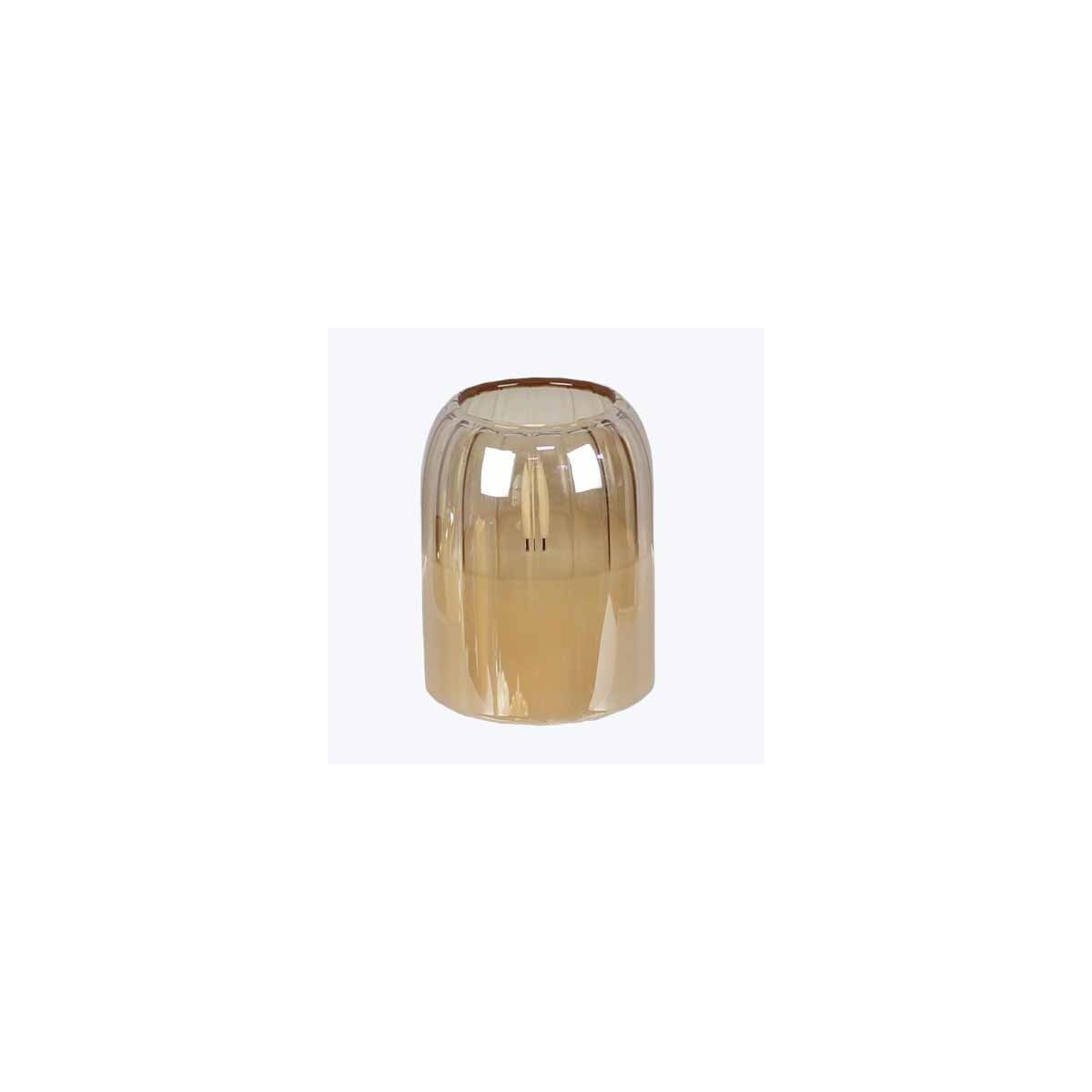 Glass Amber LED Candle with Timer Small