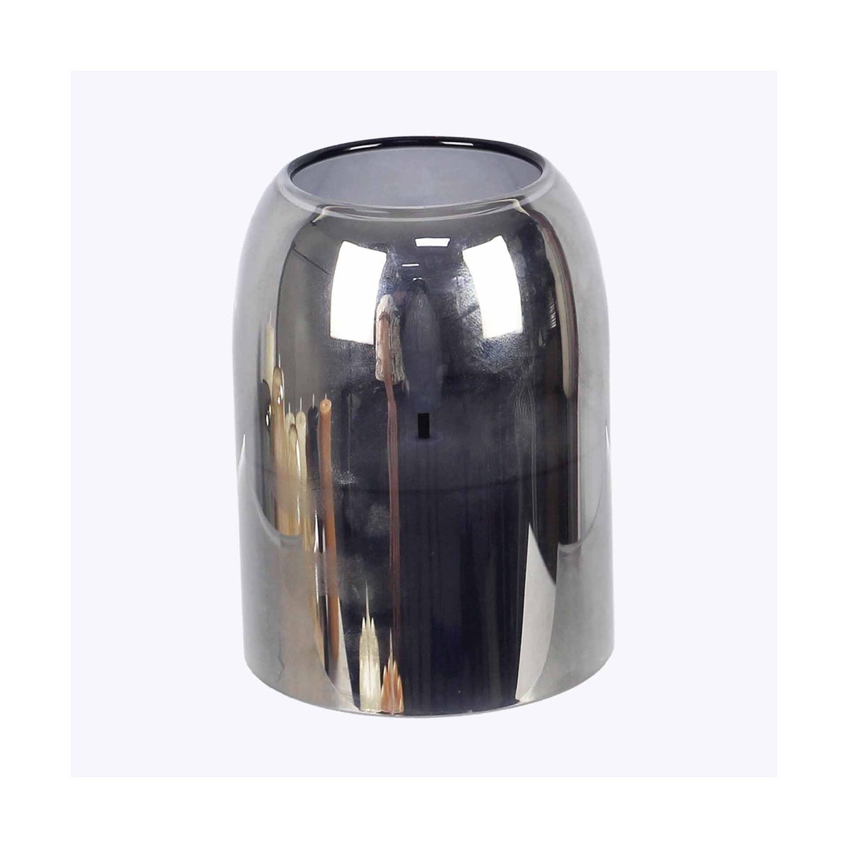 Glass Smoked Gray LED Candle with Timer Small