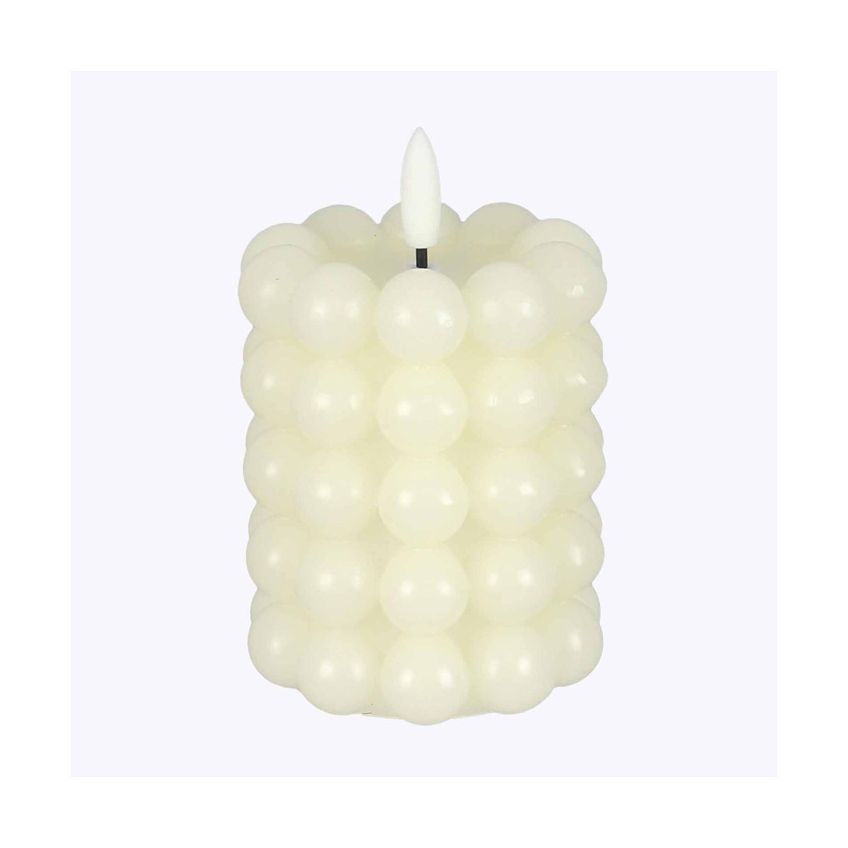 Real Wax Large Hobnail LED Flickering Candle White