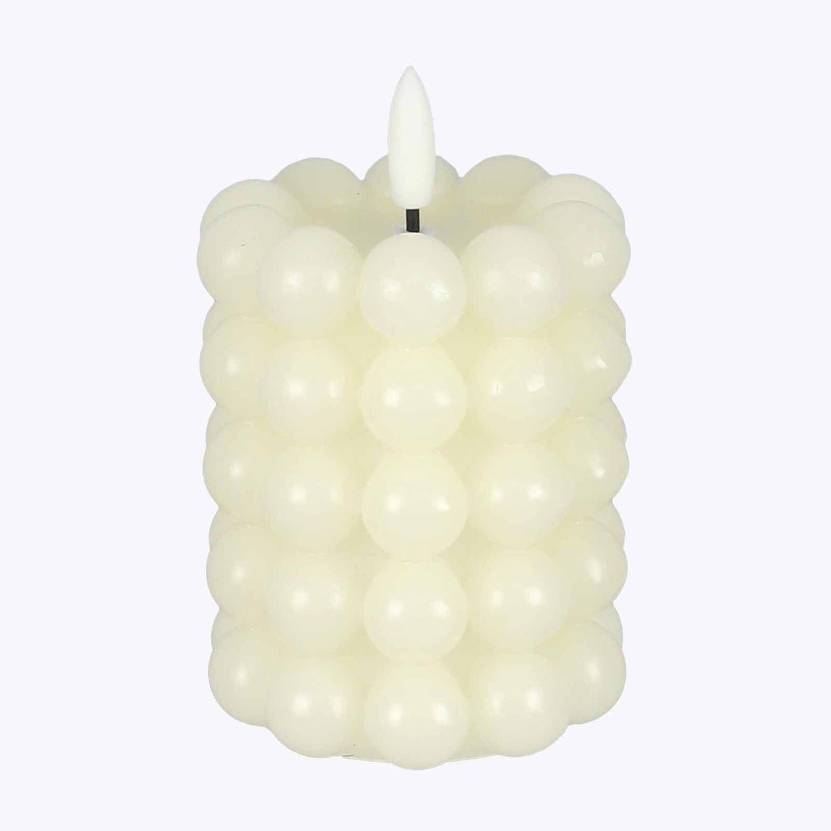 Real Wax Large Hobnail LED Flickering Candle White