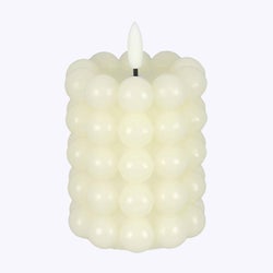 Real Wax Large Hobnail LED Flickering Candle White