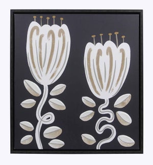 Wood Gallery Framed Black Floral Print