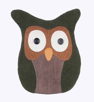 Fabric Owl Button Eyes Oversized Shaped Pillow