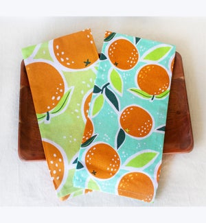 Cotton Orange Design Kitchen Towel 2 Ast