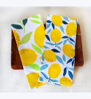 Cotton Lemon Design Kitchen Towel 2 Ast