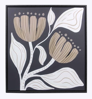 Wood Gallery Framed Canvas Wall Art Black Floral