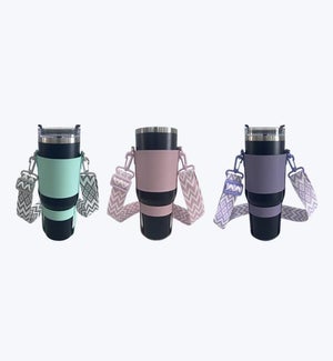 Vegan Leather 40oz Water Bottle Carrier 3 Ast