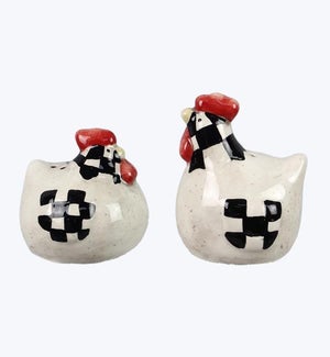 Ceramic Checker Chicken Salt and Pepper Set