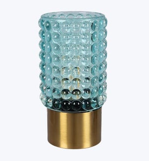 Hobnail Blue Glass Battery Opearated Accent Light w/ Timer