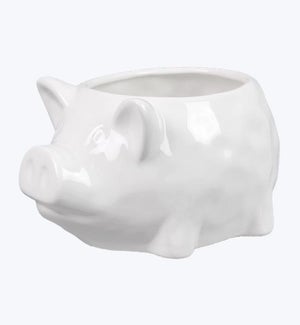 Ceramic Tabletop White Pig Container