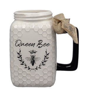 Ceramic Queen Bee Mason Jar Mug