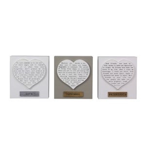 Wood Box with 3D Heart, 3 Assorted