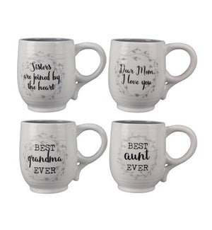 Ceramic Mugs, 4 Assorted