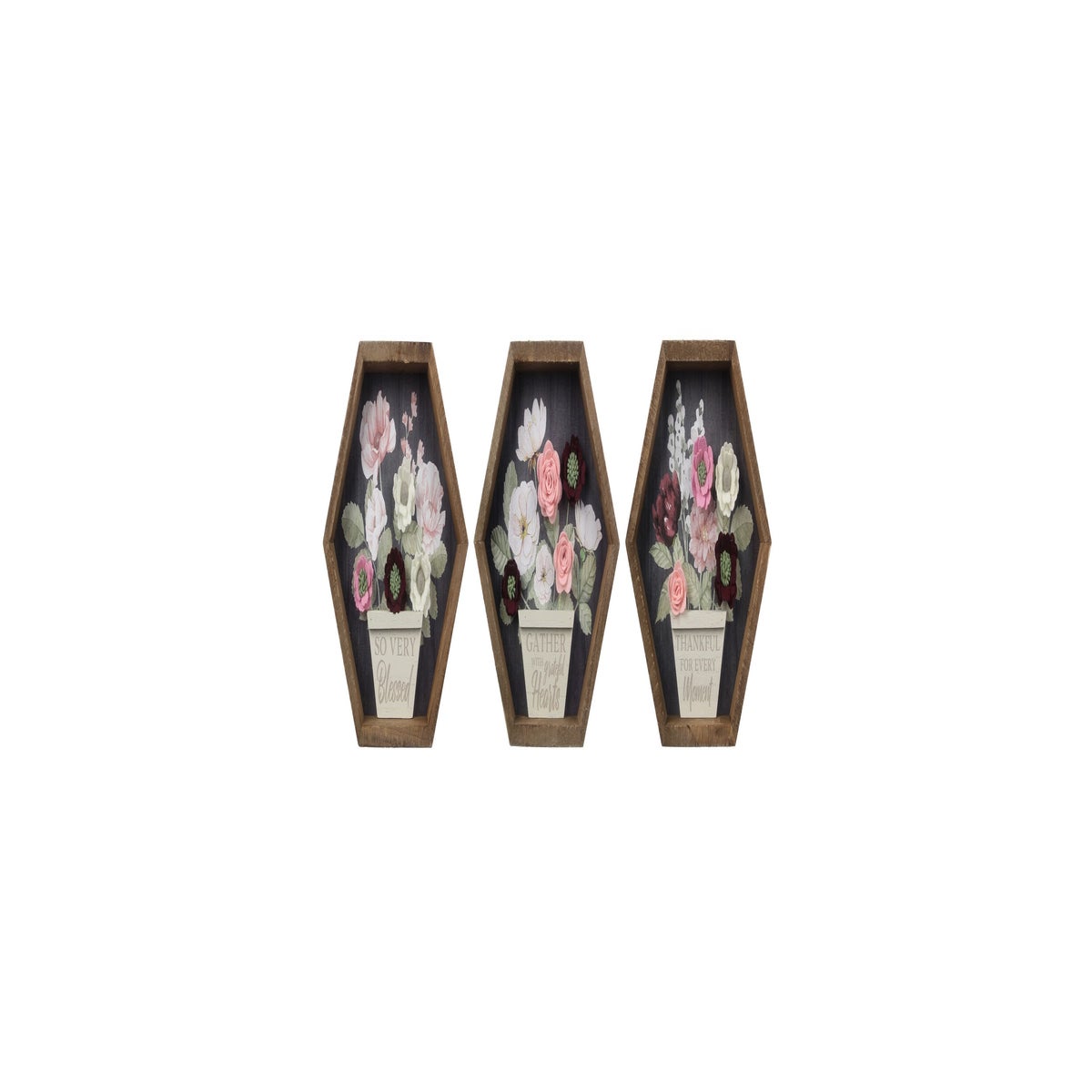 Wood Framed Wall Art with 3D flowers