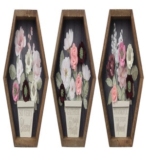 Wood Framed Wall Art with 3D flowers