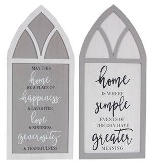 Wood Antique Window Shape Wall Sign 2 Ast