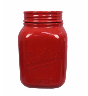 Ceramic Red Mason Jar Cookie Jar