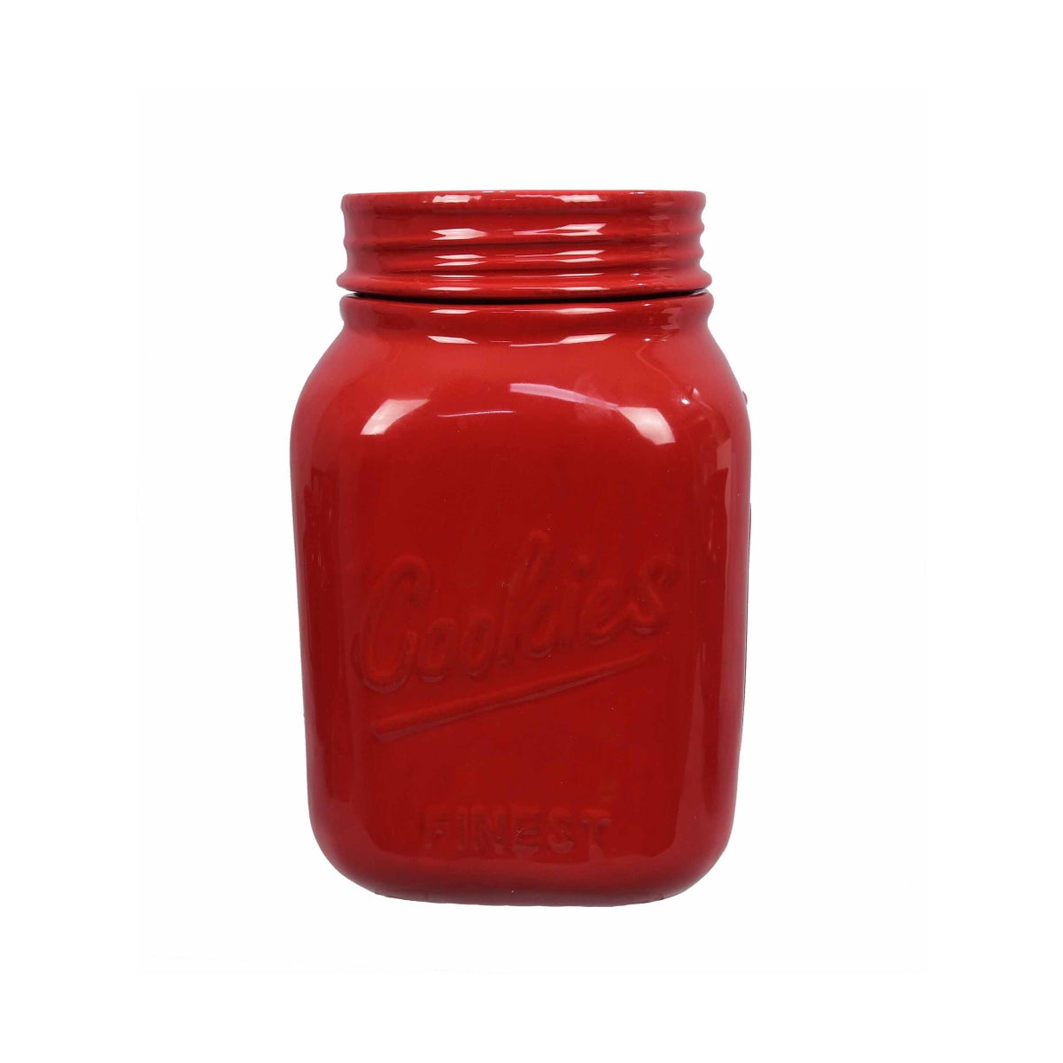 Ceramic Red Mason Jar Cookie Jar