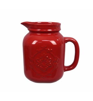 Ceramic Red Mason Jar Water Pitcher