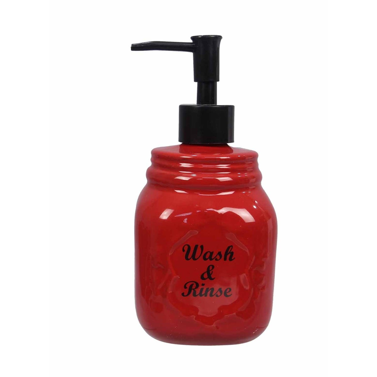 Ceramic Red Mason Jar Soap Dispenser