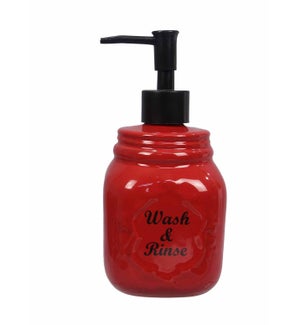 Ceramic Red Mason Jar Soap Dispenser