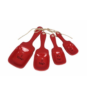 Ceramic Red Mason Jar Measuring Spoons, 4 pcs/set
