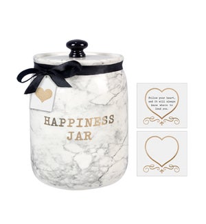 Ceramic Marble Finished Happiness Jar with 50 Cards