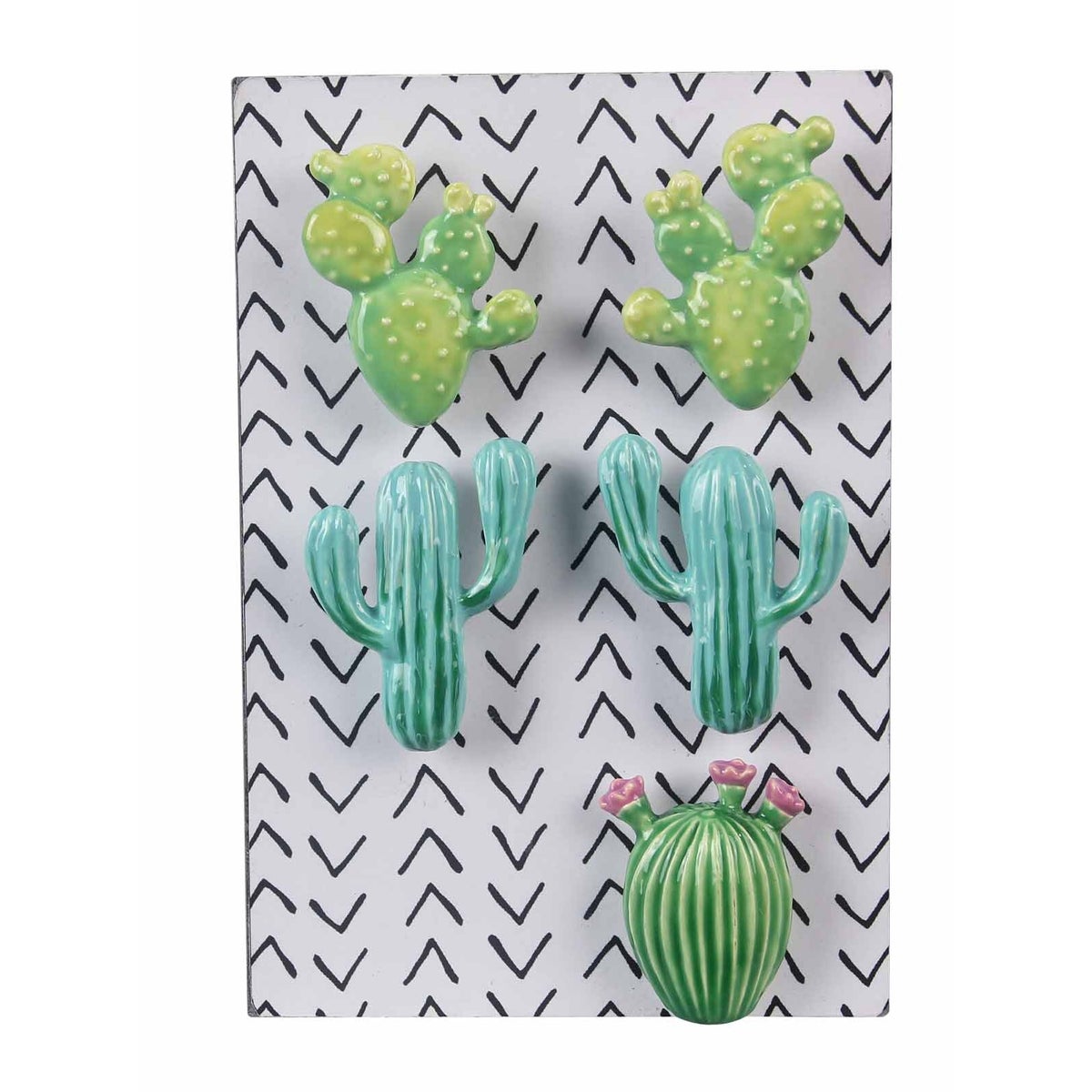 Pewter Cactus Magnets on Board 5 pc/set