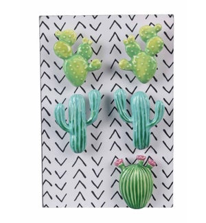 Pewter Cactus Magnets on Board 5 pc/set
