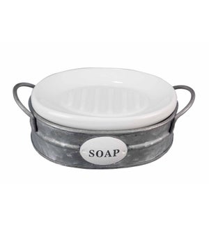 Ceramic Soap Dish with Tin Basket