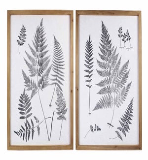 Wood Framed Wall Botanical Art on Handmade Paper, 2 Assorted
