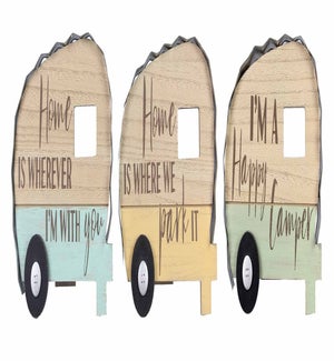 Wood Camper with Tin Roof Tabletop/Wall Sign 3D Wheels