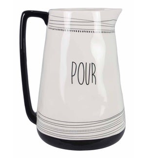 Ceramic Black and White Water Pitcher