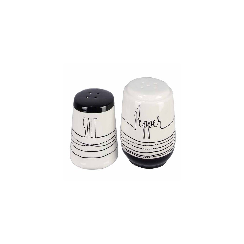 Ceramic Black and White Stacking Salt and Pepper Set