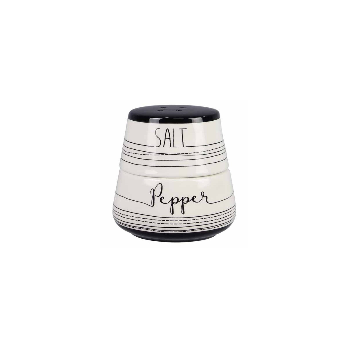 Ceramic Black and White Stacking Salt and Pepper Set