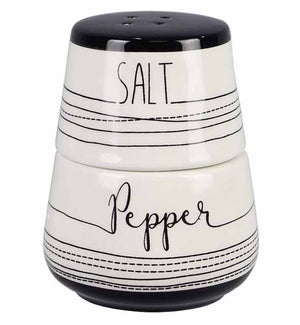 Ceramic Black and White Stacking Salt and Pepper Set of 2